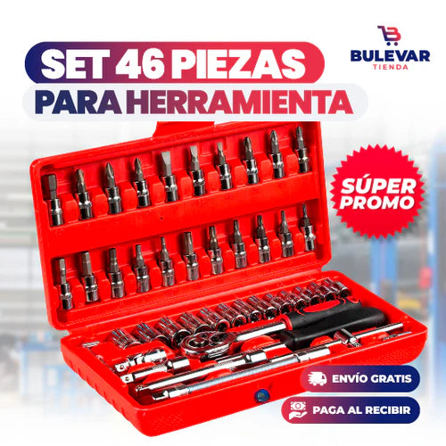 🔧 ¡Juego de Ratchet 46 Piezas con Garantía de por Vida